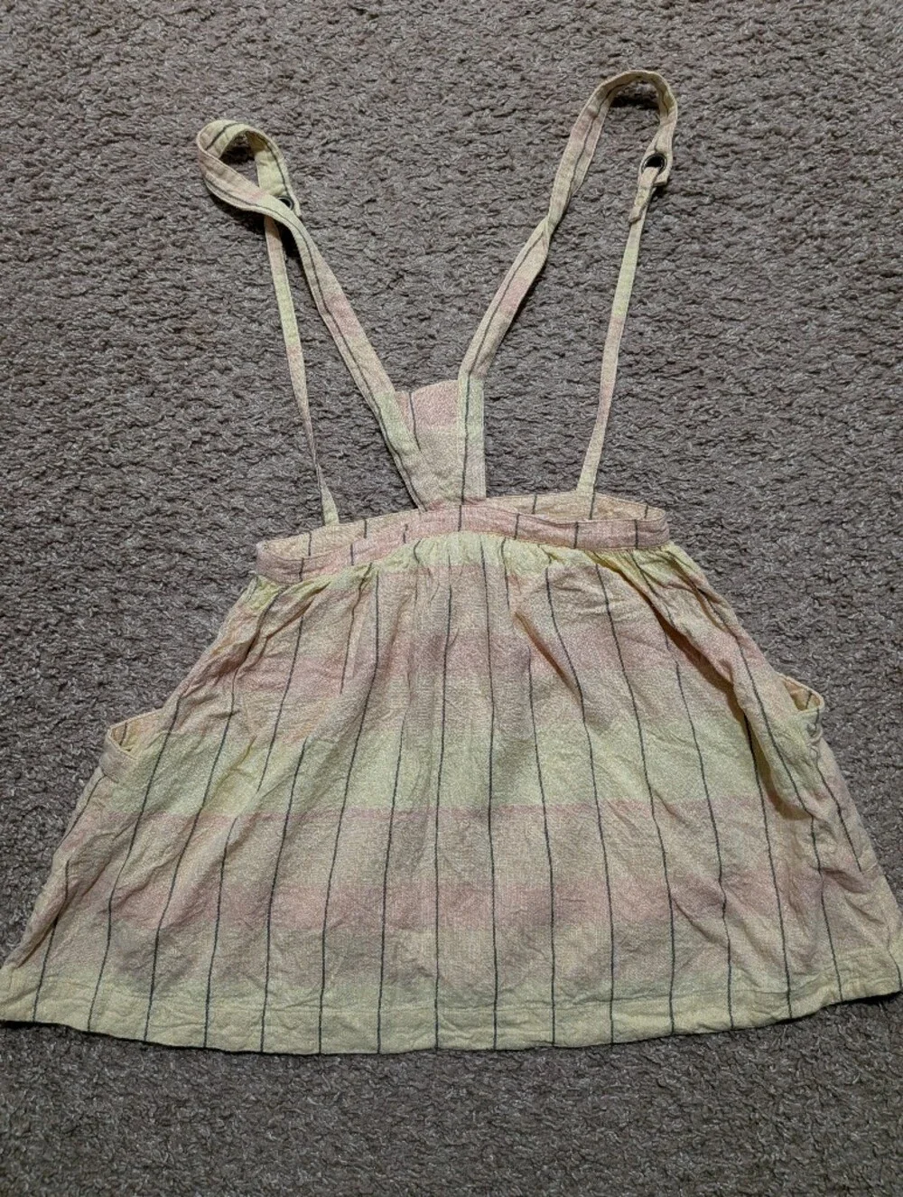 Free People Plaid Breeze Suspender Skirt Linen Pink Plaid Size 2